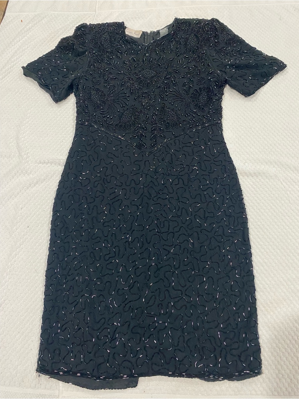 LAURENCE KAZAR Embellised Black Short Sleeve Vocktail Dress